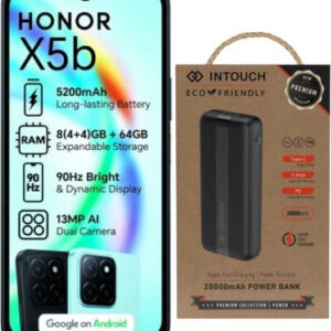 Honor X5b with Intouch 20000 mAh Power Bank Bundle (Midnight Black, 64 GB) (4 GB RAM)