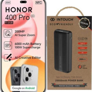 Honor 400 Pro with Intouch 20000 mAh Power Bank Bundle (Black, 512 GB) (12 GB RAM)