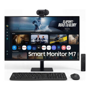 Samsung M7 M70F 32-inch 4K UHD Smart Monitor + Logitech MK295 + Logitech Brio 100 Webcam Bundle